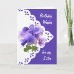 Cartão Vintage Pansy Flower for Sister Birthday Card<br><div class="desc">Vintage Pansy Flower para o aniversário da sua irmã</div>