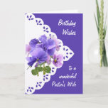 Cartão Vintage Pansy Flower Pastor's Wife Birthday Card<br><div class="desc">Vintage Pansy Flower para o    aniversário da esposa do seu Pastor. Que você seja banhado com o amor e a alegria de Deus no seu dia especial e todos os dias</div>