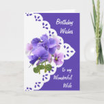 Cartão Vintage Pansy Flower Wife Birthday Card<br><div class="desc">Vintage Pansy Flower para seu maravilhoso aniversário de Wilfe</div>