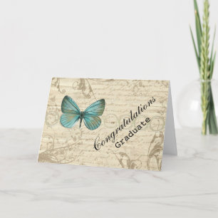 Cartão Vintage Paper Butterfly Congratulations Graduate