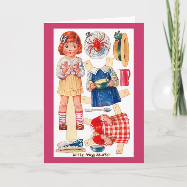 Cartão Vintage Paperdoll Little Miss Muffet greeting card (Frente)