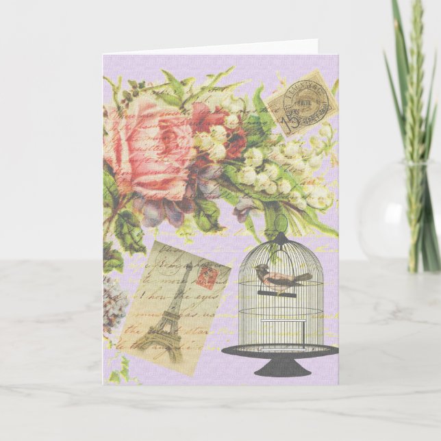 Cartão Vintage Paris- Birdcage (Frente)