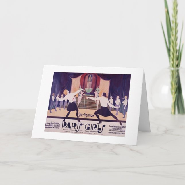 Cartão Vintage Paris Girls Fencing Note Card! (Frente)