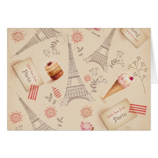 Cartão Vintage Paris Sweets (Frente Horizontal)