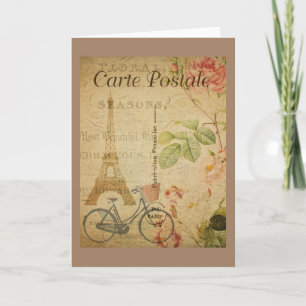Cartão Vintage Parisien com Torre Eifel