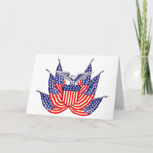 Cartão Vintage Patriotic American Flag, 4 de julho