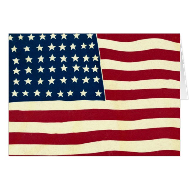 Cartão Vintage Patriotic American Flag, 4 de julho (Frente Horizontal)