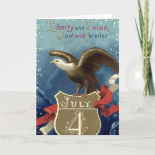 Cartão Vintage Patriotic Quarta de julho, Águia com Estr