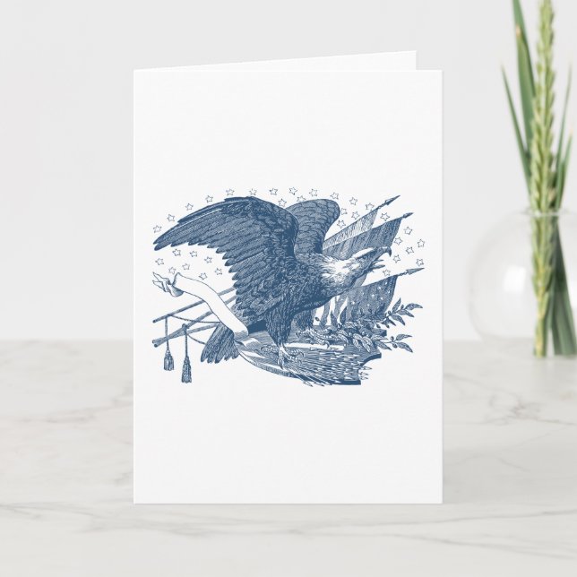 Cartão Vintage Patriotic Screaming Eagle USA Flag Arrows (Frente)