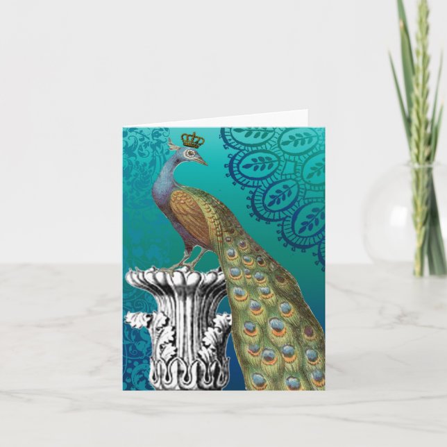Cartão Vintage-peacock-notecard (Frente)