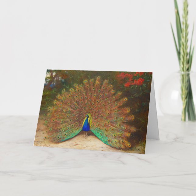 Cartão Vintage Peacock Painting Greeting Card (Frente)