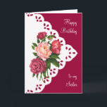 Cartão Vintage Peony Flower Sister Scripting Verse<br><div class="desc">Vintage Peony Flower para Irmã Aniversário com bela escritura "O Senhor abençoa-te e mantém-te; o Senhor faz-lhe brilhar,  e ser gracioso para ti; O Senhor levanta-te o Seu rosto sobre ti,  e dá-te paz." Números 6:22-27</div>