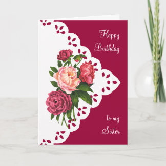 Cartão Vintage Peony Flower Sister Scripting Verse
