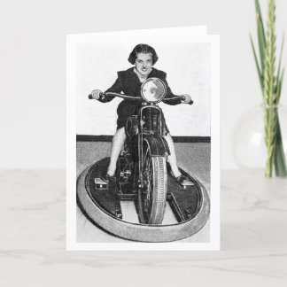 Cartão Vintage Photo - Rapariga no Ciclo