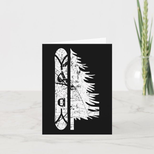 Cartão Vintage Pine Snowboard Gift 1 (Frente)