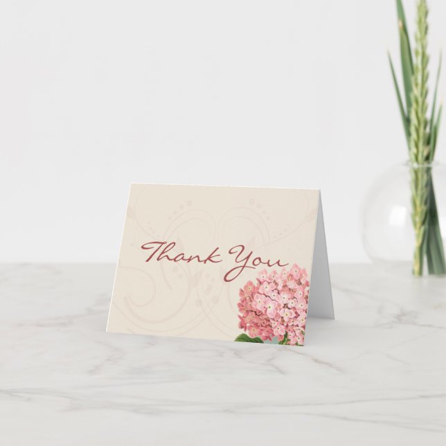 Cartão Vintage Pink Hydrangea Note Cards (Frente)