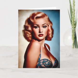 Cartão Vintage Pinup Birthday Card AI Art