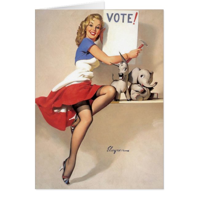 Cartão Vintage Pinup, Vote (Frente)