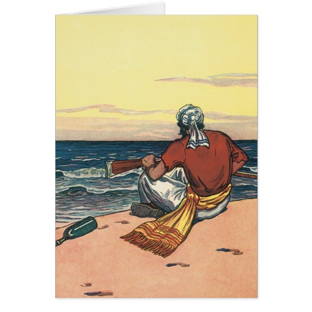Cartão Vintage Pirates, Maroonado em uma Ilha Desertada (Frente)