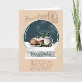 Cartão Vintage Poste Card e Bakery Snow Globe no Natal