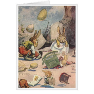 Cartão Vintage - pouco coelho ensolarado,