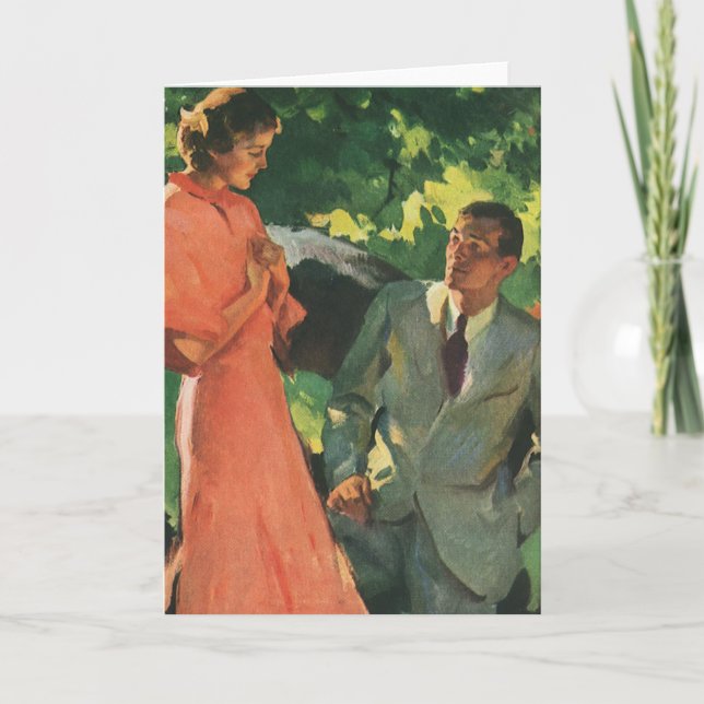 Cartão Vintage Proposta; Você Me Casado? (Frente)