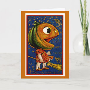 Cartão Vintage Pumpkin Head