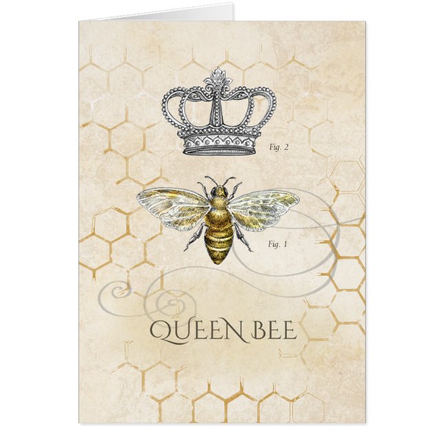 Cartão Vintage Queen Bee Honeycomb (Frente)