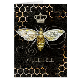 Cartão Vintage Queen Bee Royal Crown Honeycomb Black Card