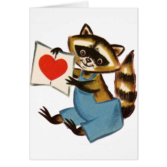Cartão Vintage Raccoon Love (Frente)