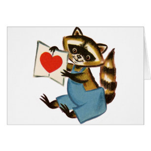 Cartão Vintage Raccoon Love