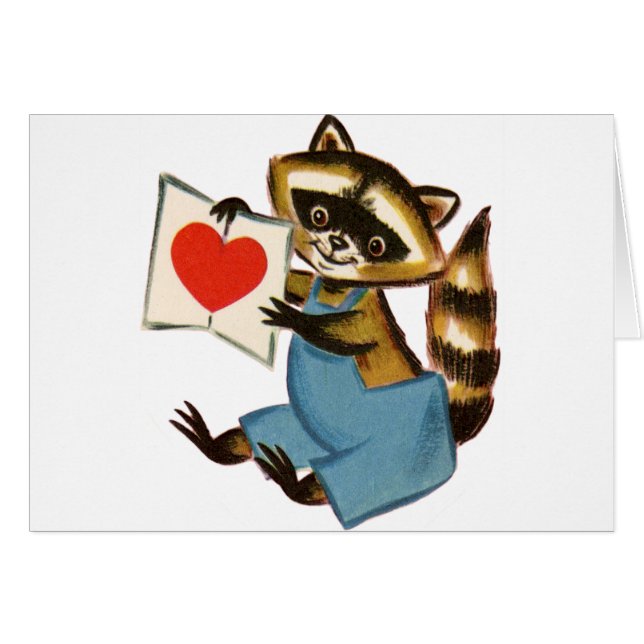 Cartão Vintage Raccoon Love (Frente Horizontal)
