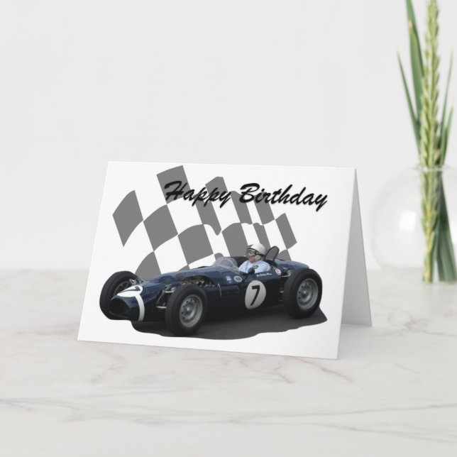 Cartão Vintage Racing Car Happy Birthday 1 (Frente)