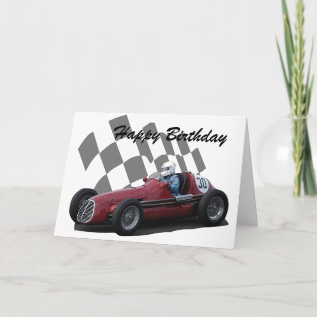 Cartão Vintage Racing Car Happy Birthday 3 (Frente)