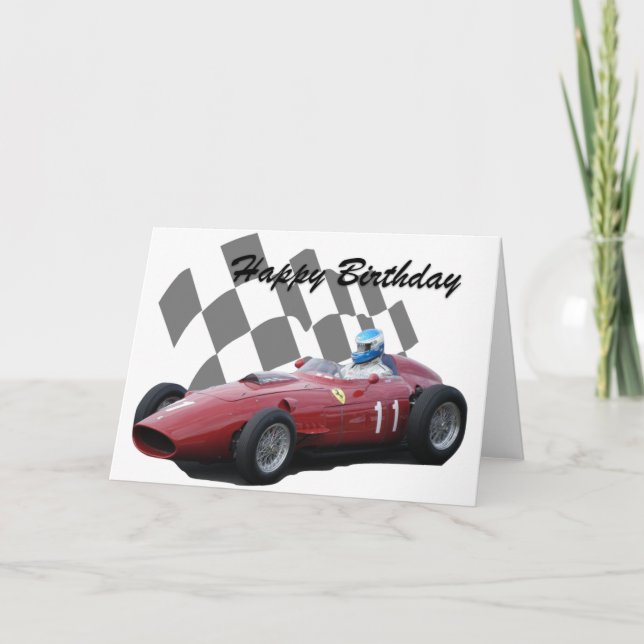 Cartão Vintage Racing Car Happy Birthday 6 (Frente)