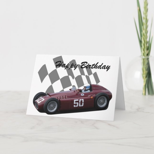 Cartão Vintage Racing Car Happy Birthday 7 (Frente)
