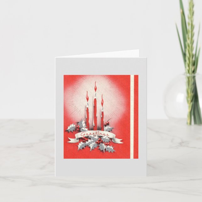 Cartão Vintage Red Christmas Canders Card (Frente)