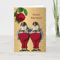 Vintage Red Dourado Tweedles Aniversário