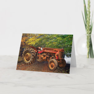 Cartão Vintage Red Fazenda Trator
