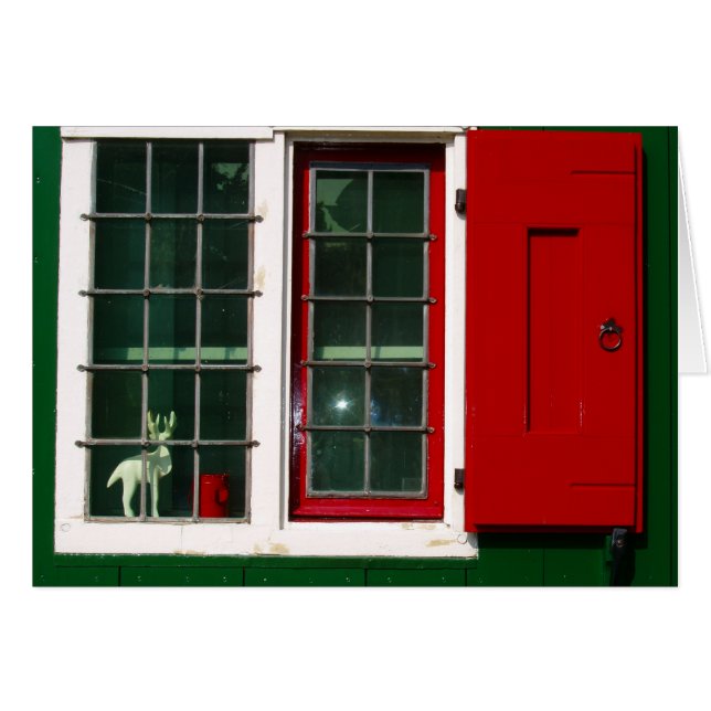 Cartão Vintage Red Green White Window Photo (Frente Horizontal)