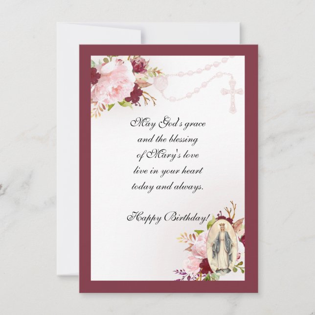 Cartão Vintage Religião Virgem Maria Santa Rosária (Frente)