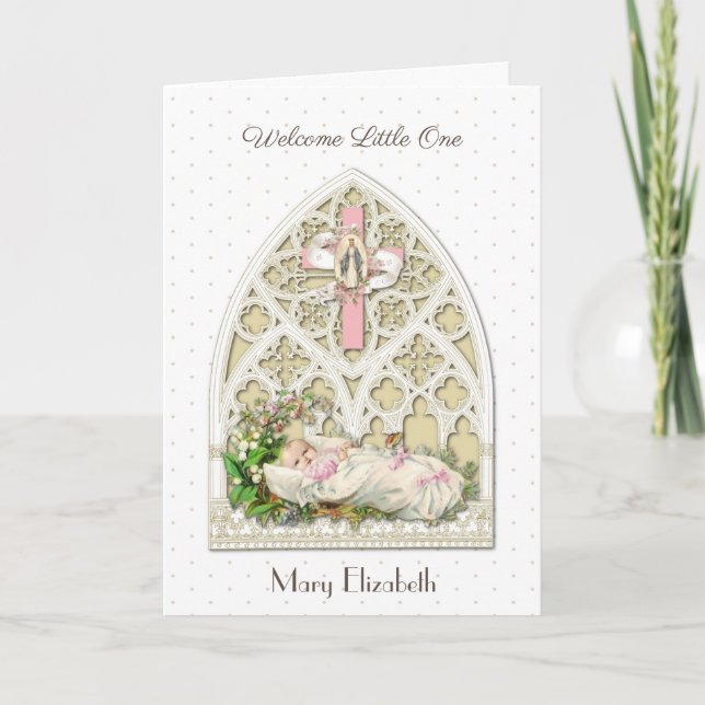 Cartão Vintage Religiosa Nova Menina Virgem Maria (Frente)