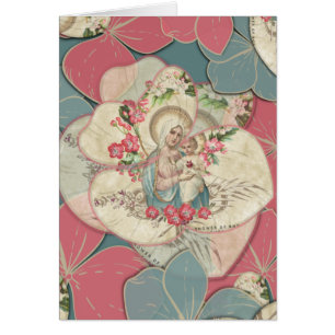 Cartão Vintage Religiosa Virgem Abençoada Mary Baby Jesu