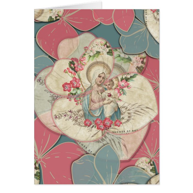 Cartão Vintage Religiosa Virgem Abençoada Mary Baby Jesus (Frente)