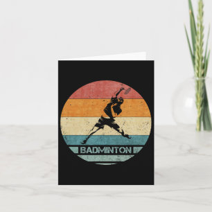 Cartão Vintage Retro Badminton Player Silhouette Sunset F