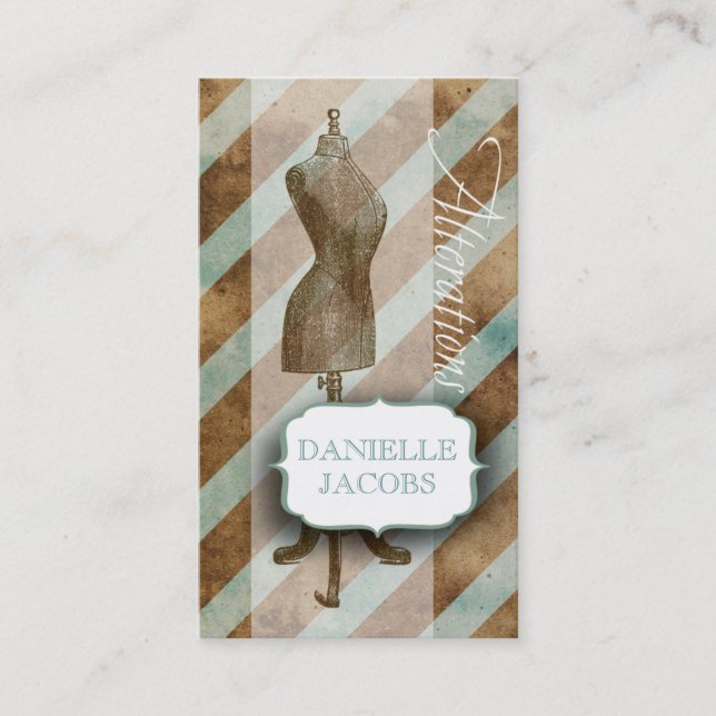 Cartão Vintage Retro Dress Form Alterations (Frente)