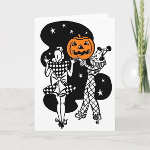 Cartão Vintage Retro Halloween Pumpkin