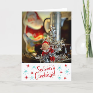 Cartão Vintage Retro Season saúda o Natal