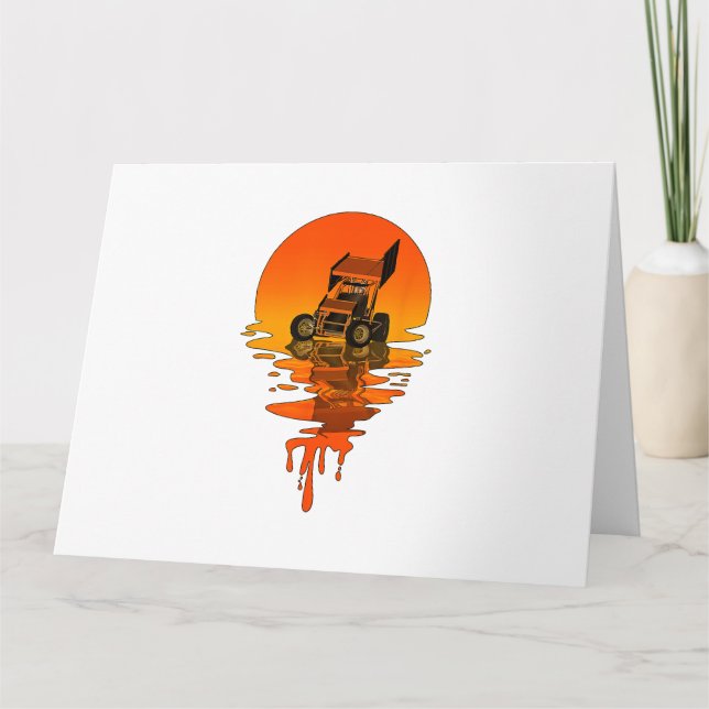 Cartão Vintage Retro Style Sprint Car (Frente)