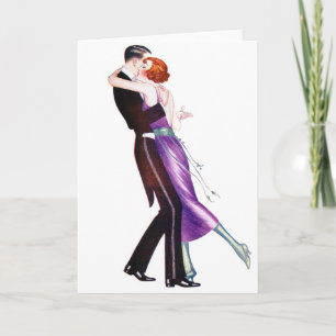Cartão Vintage Retro Woman Women Deco Dancers